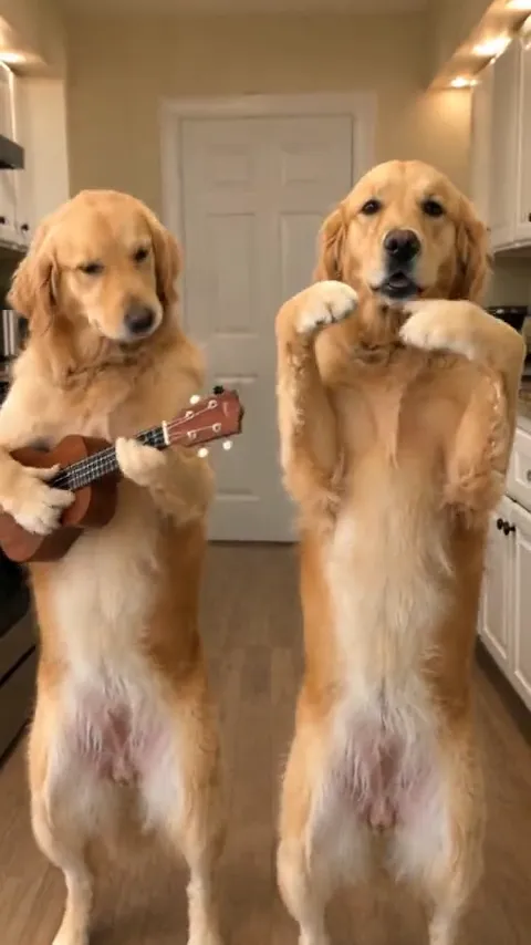 Um golden retriever faz os dois papéis · 23 s · som original